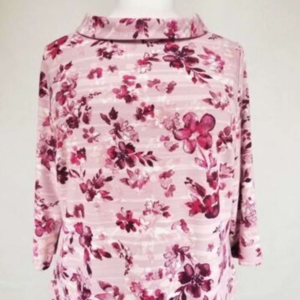 Talbots Pink Floral Print 3/4 Sleeve Vintage Top